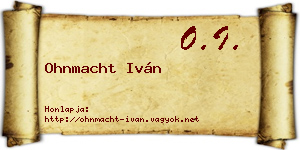 Ohnmacht Iván névjegykártya